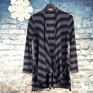 People Like Frank | Gray and Black Stripe Boho Goth Cardigan Sweater